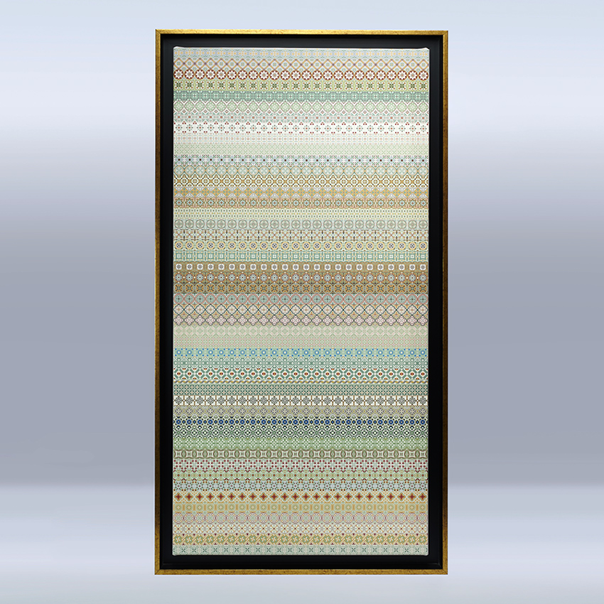 Tile Tapestry in Greens Framed Canvas