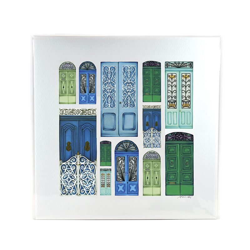 Doors Square Print Bues lr